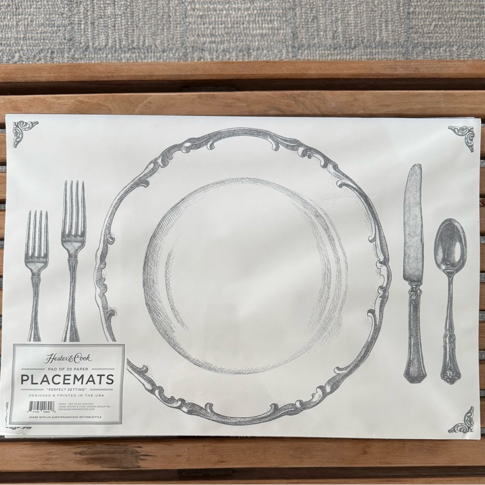 Hester & Cook “Perfect Setting” Paper Placemat 30 Sheet Pad Party‎ Pack. New